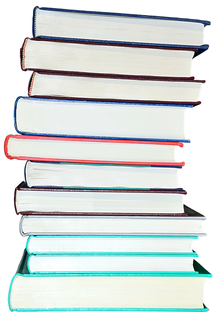 Stacked Books on White Background